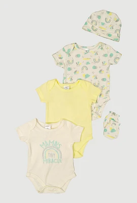 Baby 0-9M Tiny Miracle Graphic Bodysuits Set, Yellow, Size 0-3M