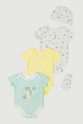 Baby 0-9M Smile All Day Graphic Bodysuits Set, Multi, Size 0-3M