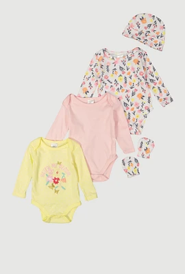 Baby Girls 0-9M Watch Me Bloom Graphic Bodysuits Set, Multi, Size 3-6M