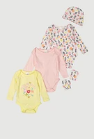 Baby Girls 0-9M Watch Me Bloom Graphic Bodysuits Set, Multi, Size 3-6M