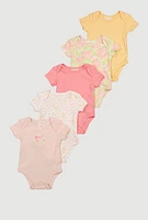 Baby Girls 0-9M Floral Print Bodysuits, Multi, Size 0-3M