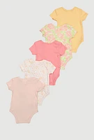 Baby Girls 0-9M Floral Print Bodysuits, Multi, Size 0-3M