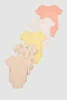 Baby Girls 0-9M Assorted Floral Print Bodysuits 5 Pack, Multi,