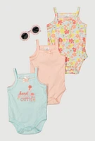 Baby Girls 0-9M Born To Stand Out Graphic Bodysuits and Sunglasses, Multi, Size 3-6M