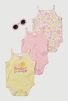 Baby Girls 0-9M Big Smiles For Daddy Graphic Bodysuits and Sunglasses, Multi, Size 0-3M