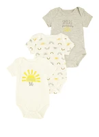 Baby Boys 0-9M Graphic Print Bodysuits 3 Pack, Grey, Size 0-3M