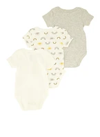 Baby Boys 0-9M Graphic Print Bodysuits 3 Pack, Grey, Size 3-6M