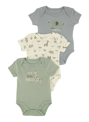 Baby Boys 0-9M Tiny Miracle Graphic Bodysuits 3 Pack, Multi, Size 3-6M