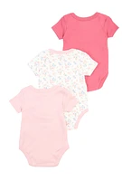 Baby Girls 0-9M Mommys Little Girl Bodysuit Trio, Pink,