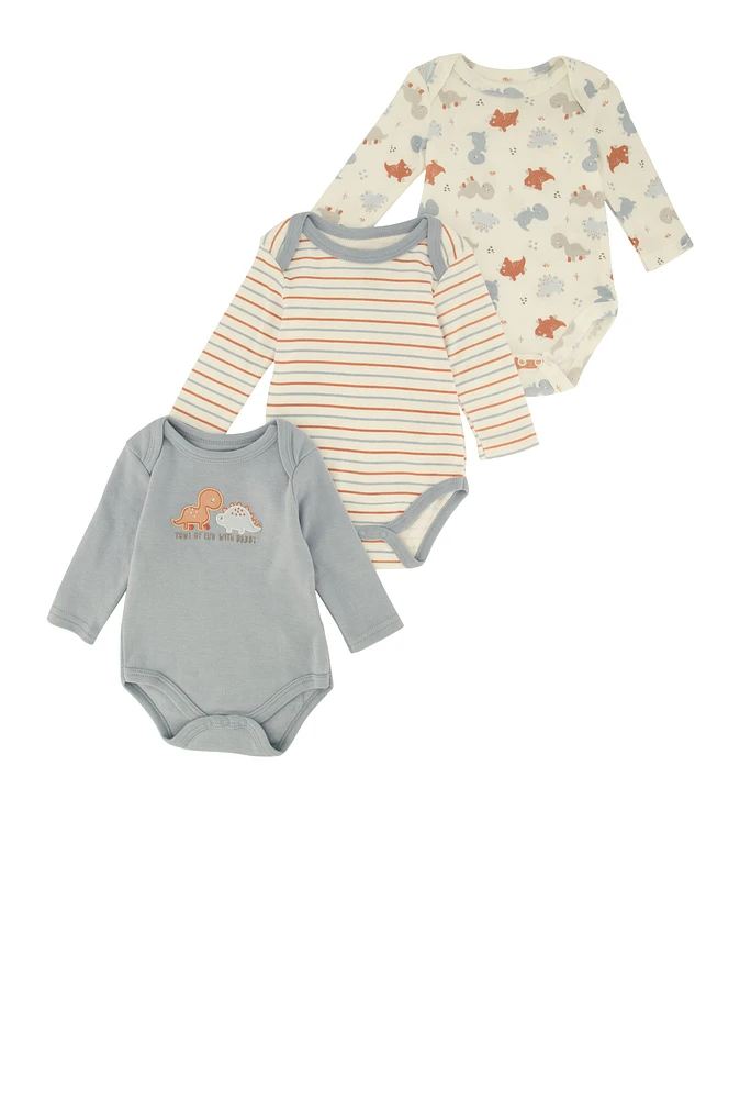 Baby Boys 0-9M Tons of Fun with Daddy Bodysuits 3 Pack, Blue, Size 0-3M