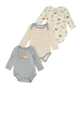 Baby Boys 0-9M Tons of Fun with Daddy Bodysuits 3 Pack, Blue, Size 0-3M