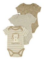 Baby Boys 0-9M Peek A Boo Graphic Bodysuits 3 Pack, Grey, Size 6-9M