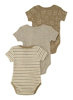Baby Boys 0-9M Peek A Boo Graphic Bodysuits 3 Pack, Grey, Size 6-9M