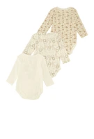 Baby Boys 0-9M I Am Loved Bodysuits 3 Pack, Beige, Size 3-6M