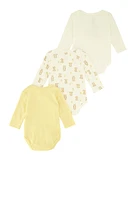 Baby Boys 0-9M Bear Graphic Bodysuits 3 Pack, Yellow, Size 3-6M