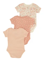 Baby Girls 0-9M Little One Bear Graphic Bodysuits 3 Pack, Pink,