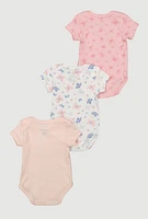 Baby Girls 0-9M Butterfly Happy and Cute Bodysuits 3 Pack, Multi, Size 6-9M