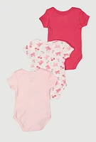 Baby Girls 0-9M So Cherry Sweet Bodysuits 3 Pack, Pink, Size 6-9M