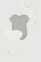 Baby Love My Family Chenille Patch Bodysuits 3 Pack, Grey, Size 0-3M