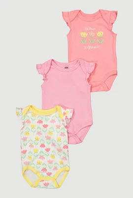 Baby Girls 0-9M Let Love Grow Bodysuit 3 Pack, Multi, Size 3-6M