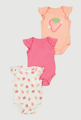 Baby Girls 0-9M Berry Cute Bodysuit 3 Pack, Multi, Size 0-3M
