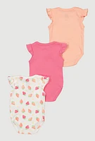Baby Girls 0-9M Berry Cute Bodysuit 3 Pack, Multi, Size 3-6M