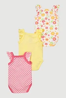 Baby Girls 0-9M Love Chenille Patch Bodysuits 3 Pack, Multi, Size 6-9M