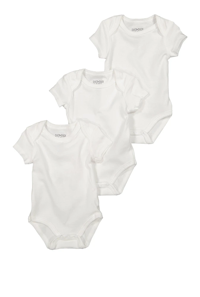 Baby Boys 0-9M Basic Bodysuits 3 Pack, White, Size 0-3M