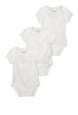 Baby Boys 0-9M Basic Bodysuits 3 Pack, White, Size 0-3M