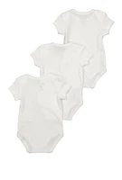 Baby Boys 0-9M Basic Bodysuits 3 Pack, White, Size 0-3M