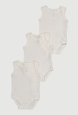 Baby 0-9M Solid Tank Bodysuits, White, Size 6-9M