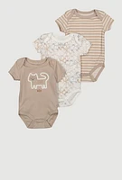 Baby Boys 0-9M Wild Cat Graphic Bodysuits 3 Pack, Brown,
