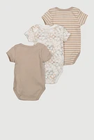 Baby Boys 0-9M Wild Cat Graphic Bodysuits 3 Pack, Brown,
