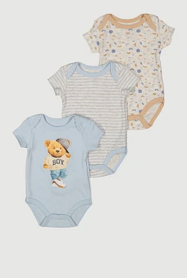 Baby Boys 0-9M Assorted Graphic Print Bodysuits 3 Pack, Multi, Size 0-3M