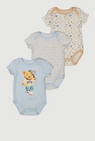 Baby Boys 0-9M Assorted Graphic Print Bodysuits 3 Pack, Multi,