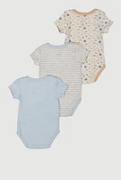 Baby Boys 0-9M Assorted Graphic Print Bodysuits 3 Pack, Multi,