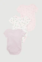 Baby Girls 0-9M Floral Love Graphic Bodysuits 3 Pack, Multi, Size 0-3M