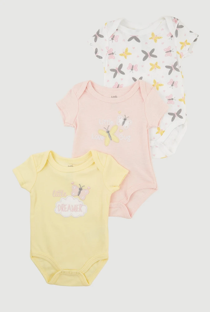 Baby Girls 0-9M Little Dreamer Graphic Bodysuits 3 Pack, Multi, Size 3-6M