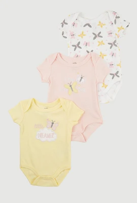 Baby Girls 0-9M Little Dreamer Graphic Bodysuits 3 Pack, Multi, Size 3-6M