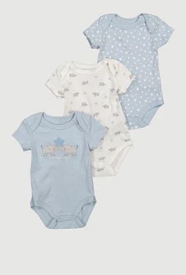 Baby Boys 0-9M Hello Big World Graphic Bodysuits 3 Pack, Blue, Size 3-6M