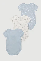 Baby Boys 0-9M Hello Big World Graphic Bodysuits 3 Pack, Blue, Size 6-9M