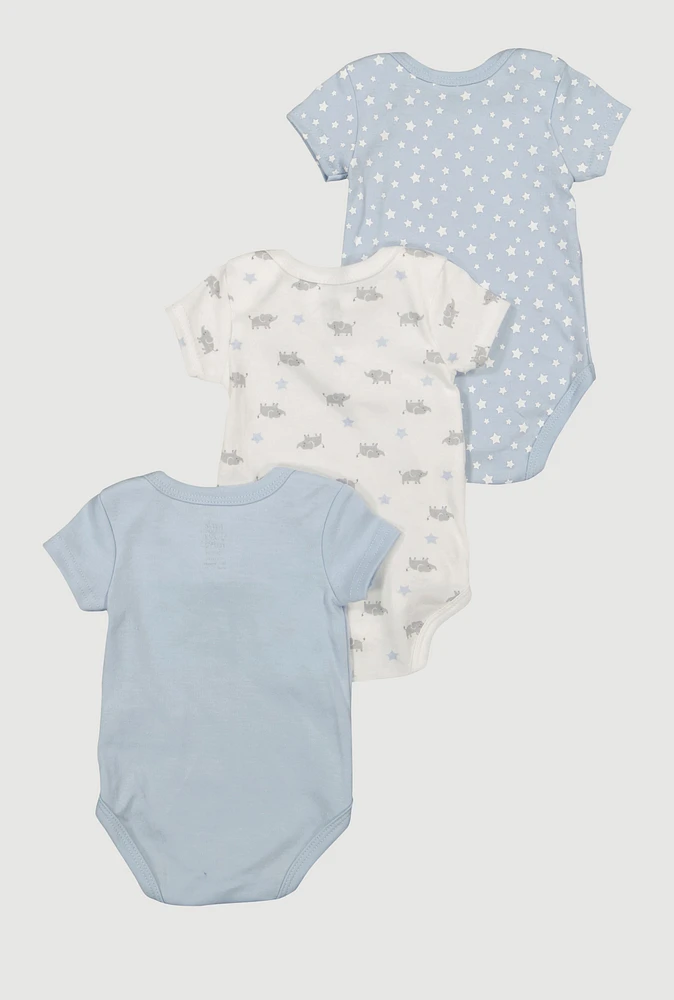 Baby Boys 0-9M Hello Big World Graphic Bodysuits 3 Pack, Blue, Size 0-3M