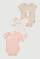 Baby Girls 0-9M Mamas Little Mini Graphic Bodysuits 3 Pack, Multi, Size 0-3M