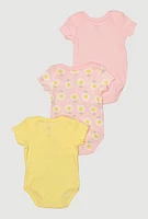 Baby Girls 0-9M Fresh and New Graphic Bodysuits 3 Pack, Pink, Size 0-3M