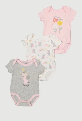 Baby Girls 0-9M Let Love Grow Graphic Bodysuits 3 Pack, Pink, Size 3-6M