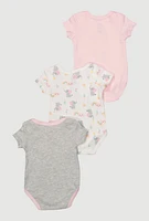 Baby Girls 0-9M Let Love Grow Graphic Bodysuits 3 Pack, Pink, Size 6-9M