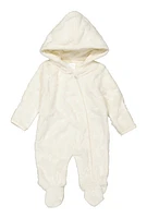 Baby 0-9M Elephant Print Hooded Footed Jumpsuit, White,