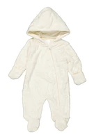 Baby 0-9M Elephant Print Hooded Footed Jumpsuit, White,