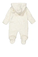 Baby 0-9M Elephant Print Hooded Footed Jumpsuit, White,