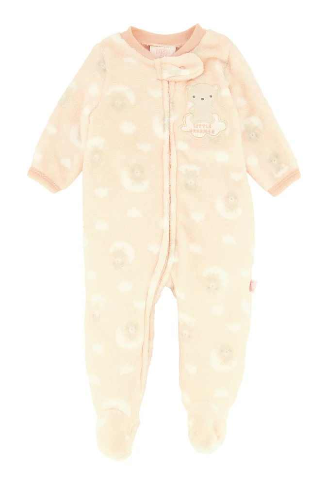 Baby Girls 0-9M Little Dreamer Footed Jumpsuit, Beige, Size 3-6M